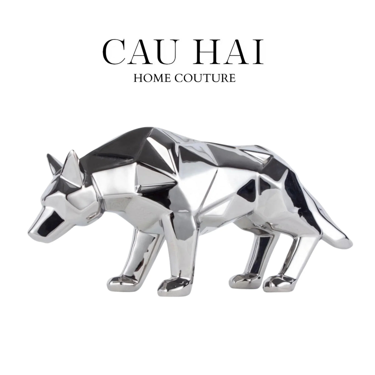 Elysian - Tượng Platinum Origami Art Wolf H20-30-TƯỢNG TRANG TRÍ-CẬU HAI HOME DECOR