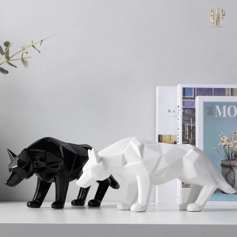Elysian - Tượng Platinum Origami Art Wolf-CẬU HAI HOME DECOR