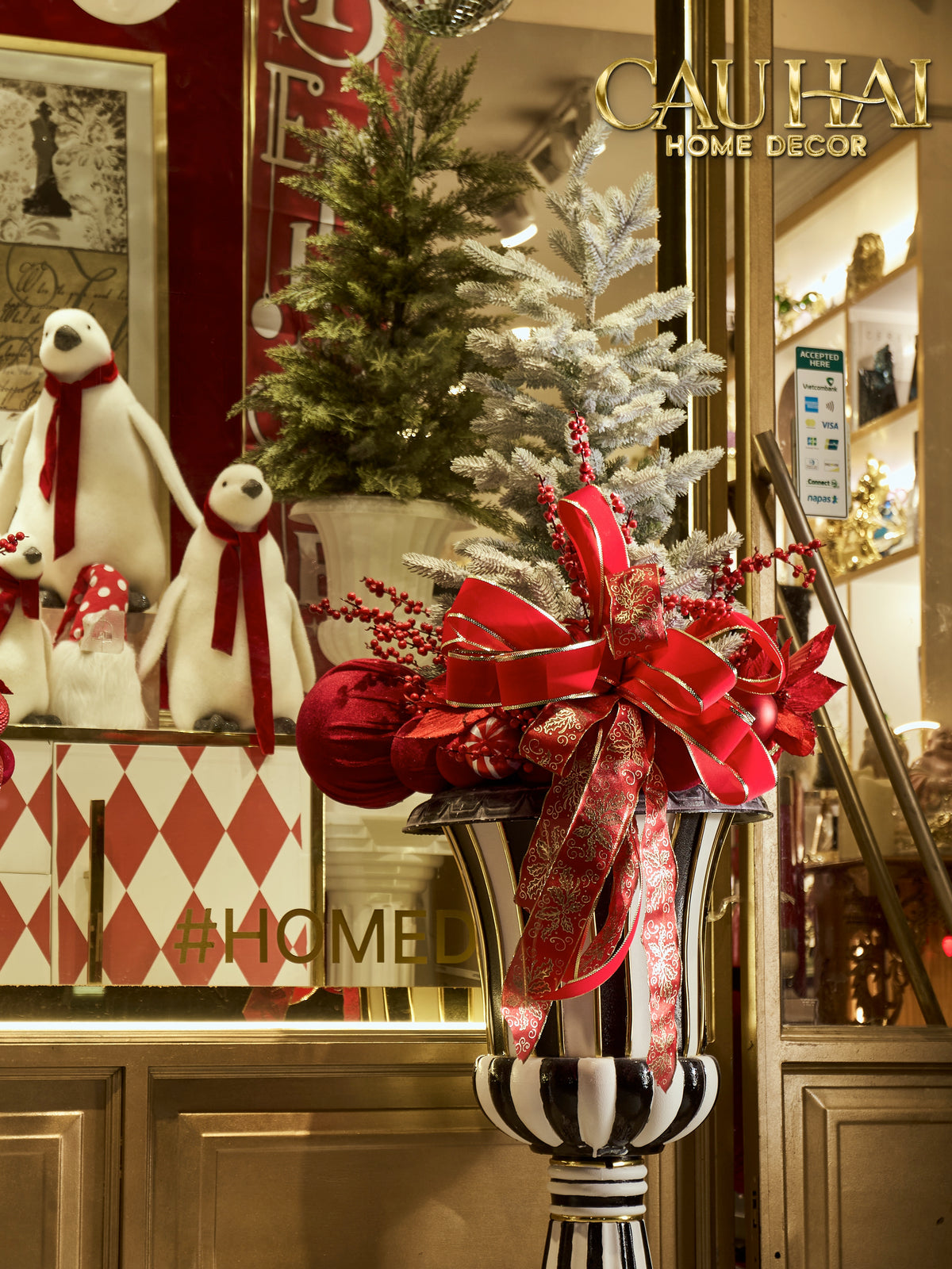 Fêtes Couture - Cặp Chậu Thông Les Jardinières Harlequin Rouge 170-BÌNH HOA-CẬU HAI HOME DECOR