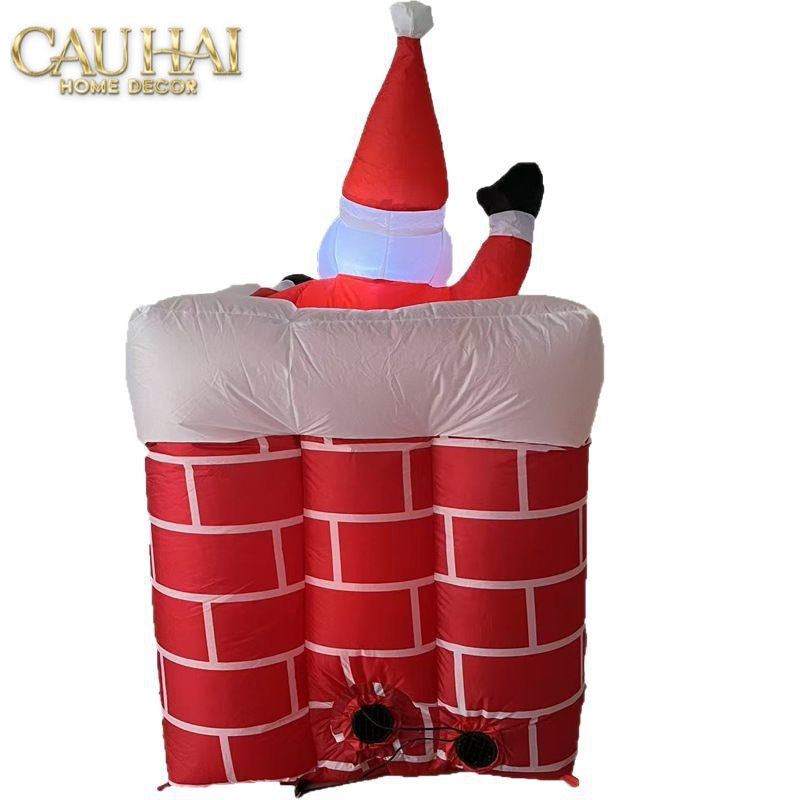 Fêtes Couture - Ông Già Noel Leo Ống Khói - Santa Salutation Cheminée-TRANG TRÍ GIÁNG SINH-CẬU HAI HOME DECOR