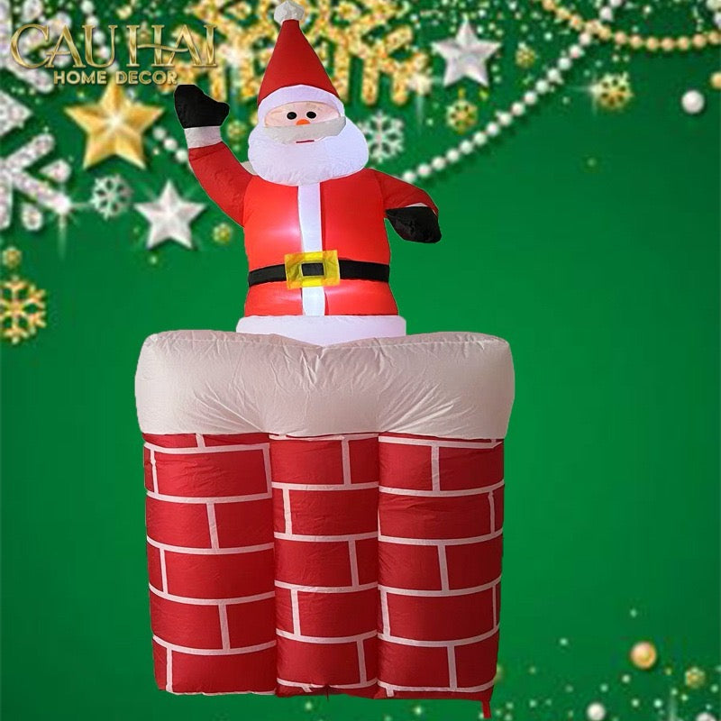 Fêtes Couture - Ông Già Noel Leo Ống Khói - Santa Salutation Cheminée-TRANG TRÍ GIÁNG SINH-CẬU HAI HOME DECOR