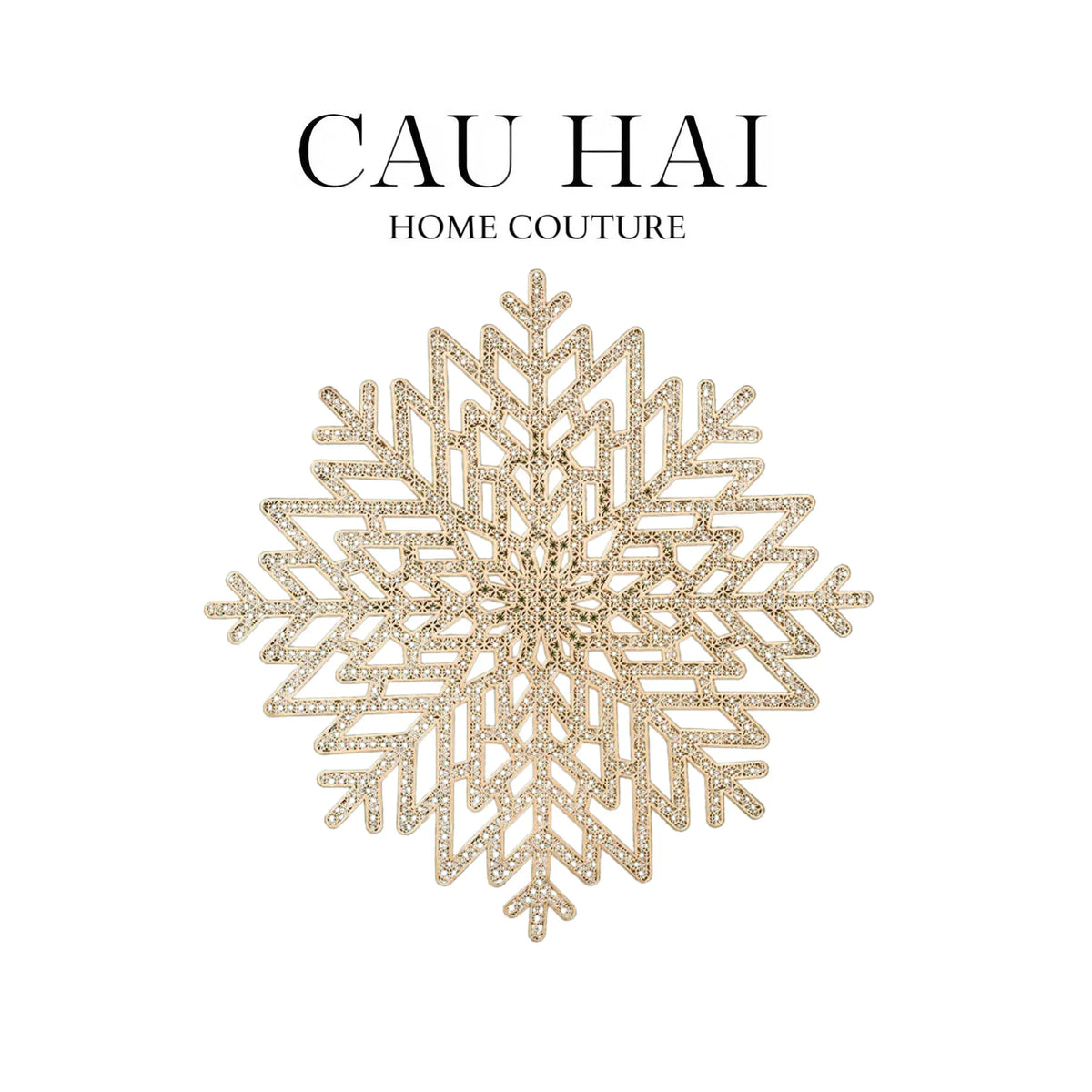 Fêtes Couture - Set 2 Tấm Lót Bàn Ăn - Placemat Golden Snowflake-TRANG TRÍ GIÁNG SINH-CẬU HAI HOME DECOR