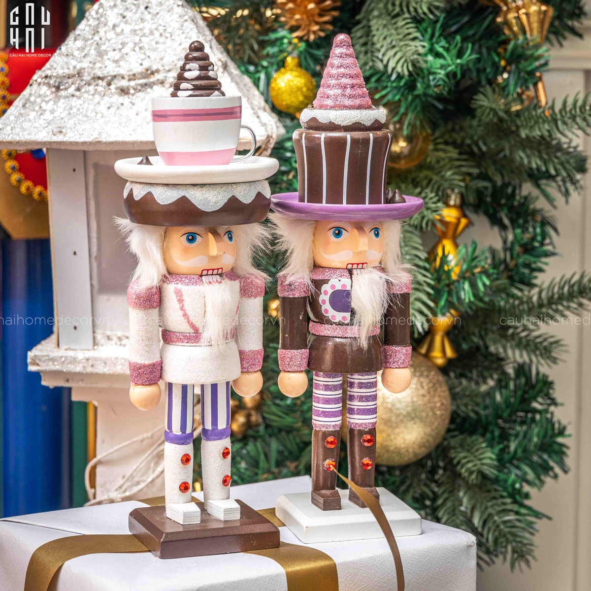 Fêtes Couture - Set 2 Tượng Nutcracker Cupcake H25-TƯỢNG TRANG TRÍ-CẬU HAI HOME DECOR