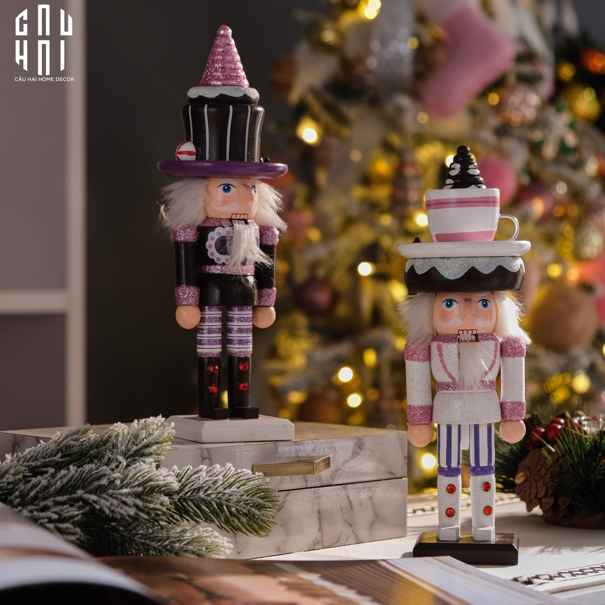 Fêtes Couture - Set 2 Tượng Nutcracker Cupcake H25-TƯỢNG TRANG TRÍ-CẬU HAI HOME DECOR