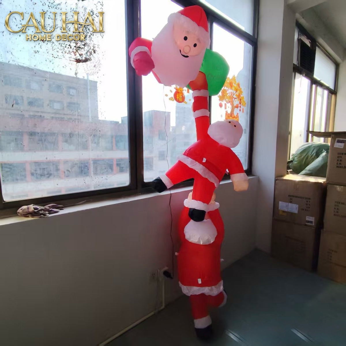 Fêtes Couture - Set 3 Ông Già Noel Triple Santa Climbing Tower-TRANG TRÍ GIÁNG SINH-CẬU HAI HOME DECOR