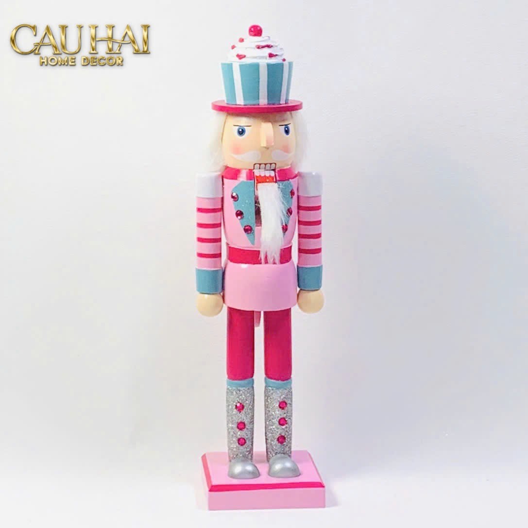 Fêtes Couture - Set 3 Tượng Nutcracker Cotton Candy Plush Pink 38Cm-TƯỢNG TRANG TRÍ-CẬU HAI HOME DECOR