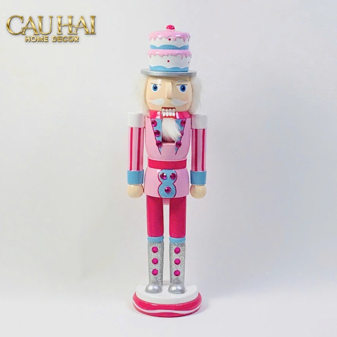 Fêtes Couture - Set 3 Tượng Nutcracker Cotton Candy Plush Pink 38Cm-TƯỢNG TRANG TRÍ-CẬU HAI HOME DECOR