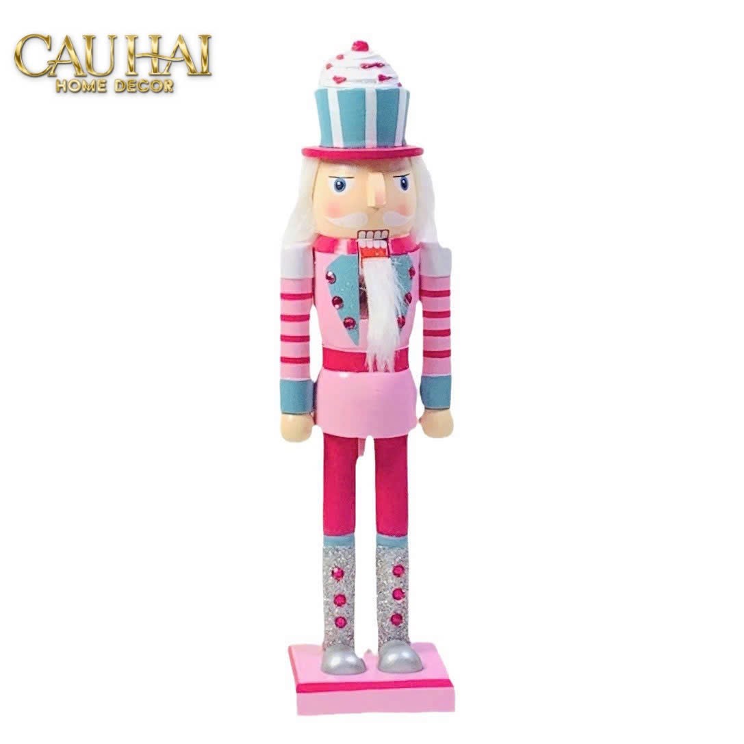Fêtes Couture - Set 3 Tượng Nutcracker Cotton Candy Plush Pink 38Cm-TƯỢNG TRANG TRÍ-CẬU HAI HOME DECOR