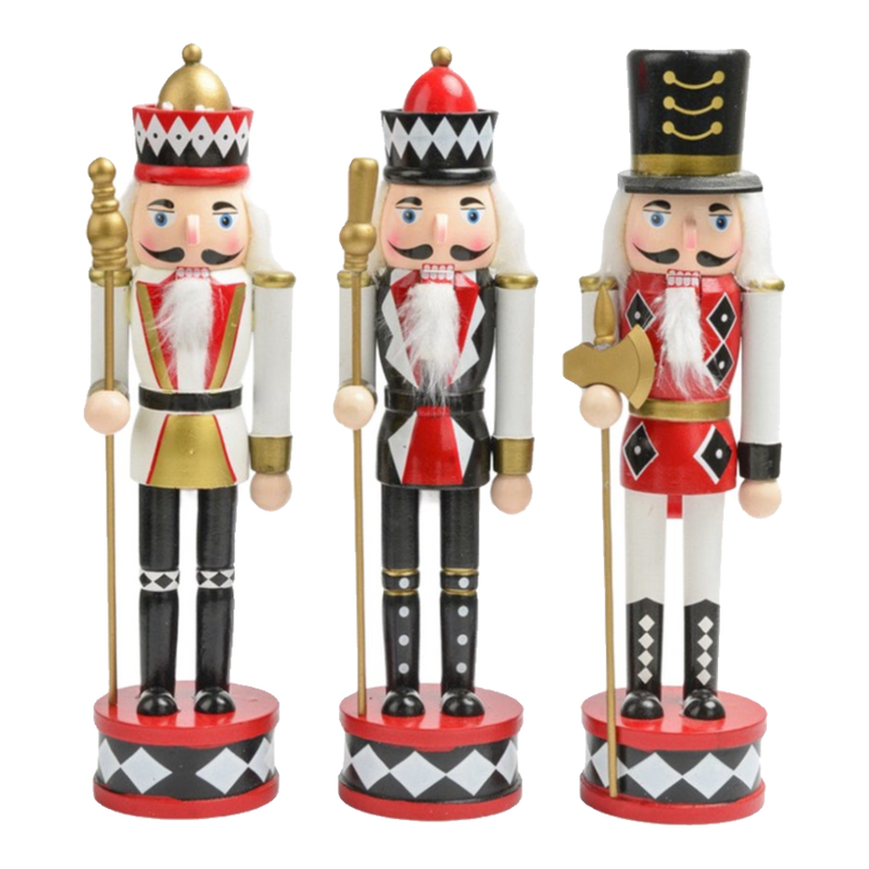 Fêtes Couture - Set 3 Tượng   Nutcracker Moyenne  Rouge Royal 30Cm