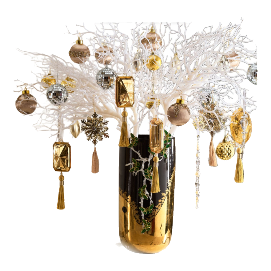 Fêtes Couture – Set Bình Hoa Christmas L’Arbre Noir Doré Vase