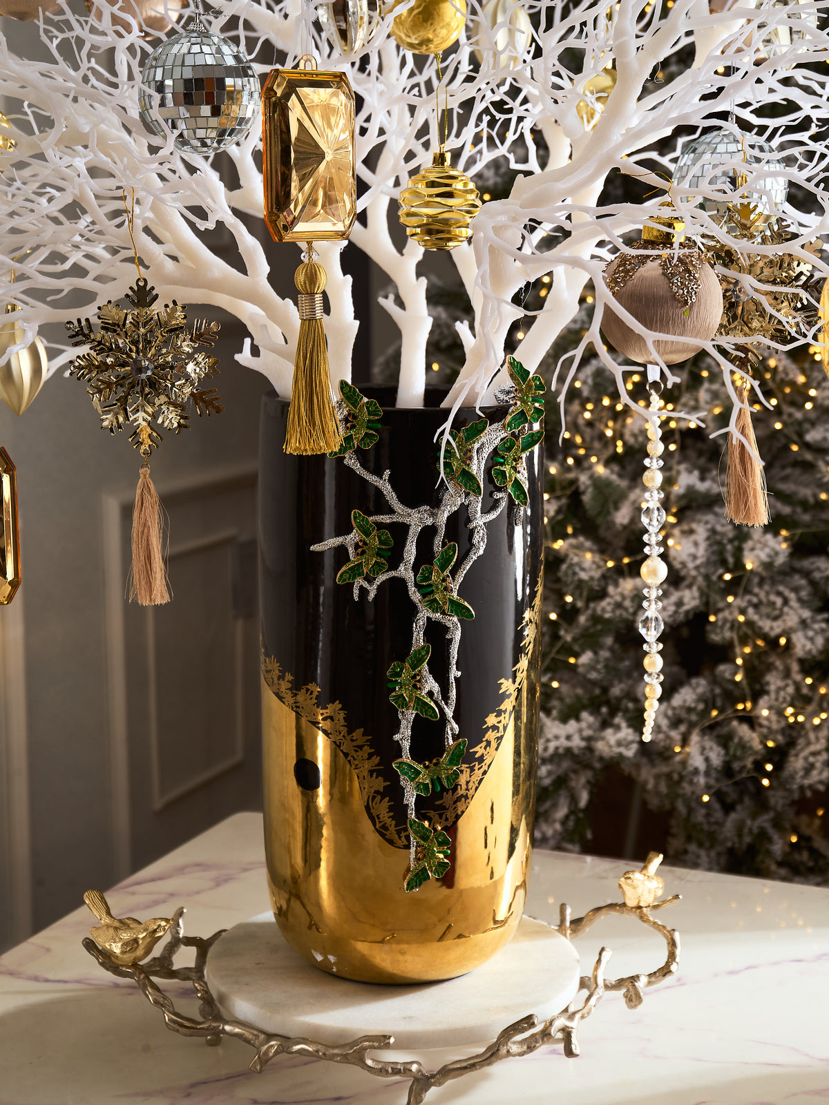Fêtes Couture – Set Bình Hoa Christmas L’Arbre Noir Doré Vase-BÌNH HOA-CẬU HAI HOME DECOR
