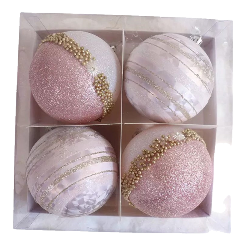 Fêtes Couture -  Set Châu Sparkle  Velour Christmas Ornaments - Moyenne 8.0 4Pcs