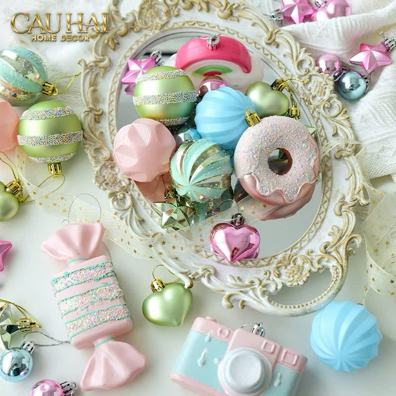 Fêtes Couture - Set Trái Châu Cotton Candy Brush Pink 70Pcs Christmas Ornaments-TRANG TRÍ GIÁNG SINH-CẬU HAI HOME DECOR
