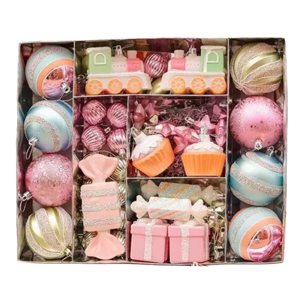Fêtes Couture - Set Trái Châu Cotton Candy Brush Pink 70Pcs Christmas Ornaments-TRANG TRÍ GIÁNG SINH-CẬU HAI HOME DECOR-CẬU HAI HOME DECOR