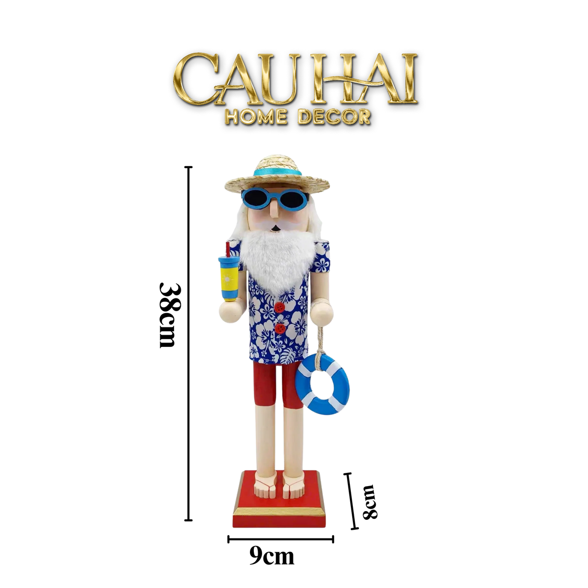 Fêtes Couture - Tượng Nutcracker Hawaii 38Cm-TƯỢNG TRANG TRÍ-CẬU HAI HOME DECOR