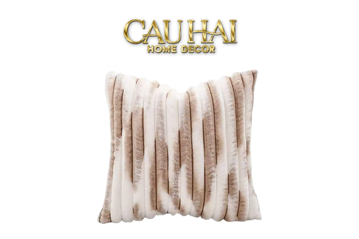 Fêtes Couture - Vỏ Gối Lông Atélier Lux Fur Lapin Spéciale Collection-VỎ GỐI-Đối tác tại Trung Quốc theo từng đơn đặt hàng-CARAMEL-CẬU HAI HOME DECOR