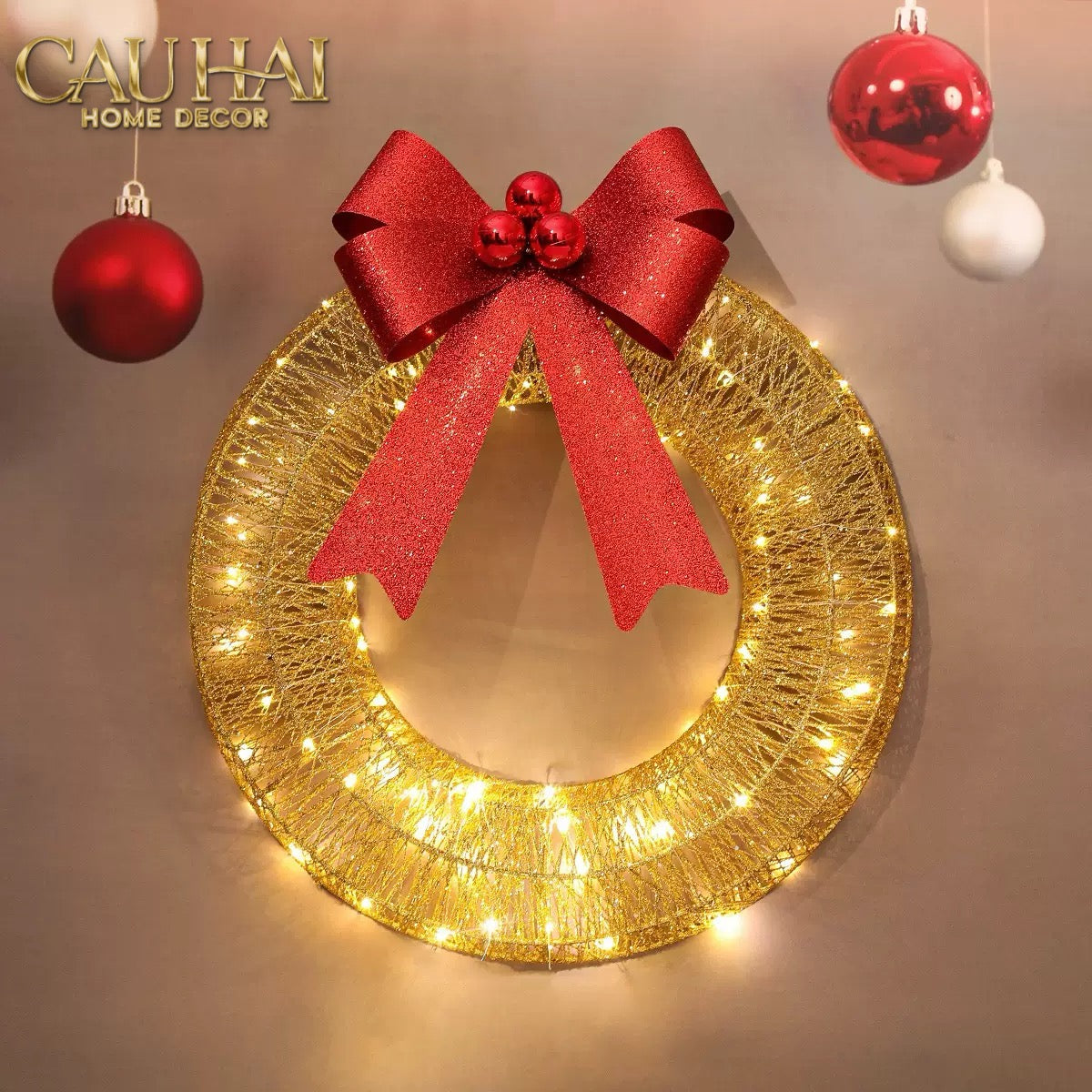 Fêtes Couture - Vòng Ánh Sáng Trang Trí Giáng Sinh Holy Halo - Christmas Wreath-LY THỦY TINH-CẬU HAI HOME DECOR