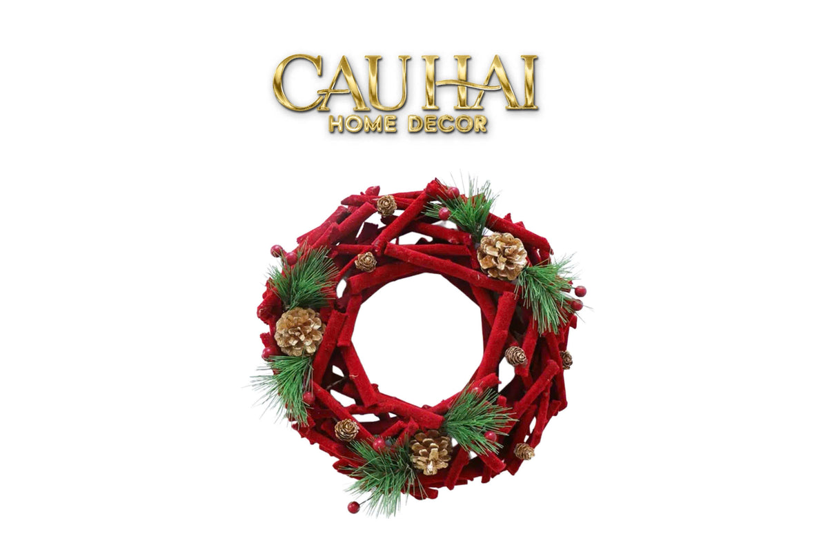 Fêtes Couture - Vòng Giáng Sinh Velvet Pine Christmas Wreath-TRANG TRÍ GIÁNG SINH-CẬU HAI HOME DECOR