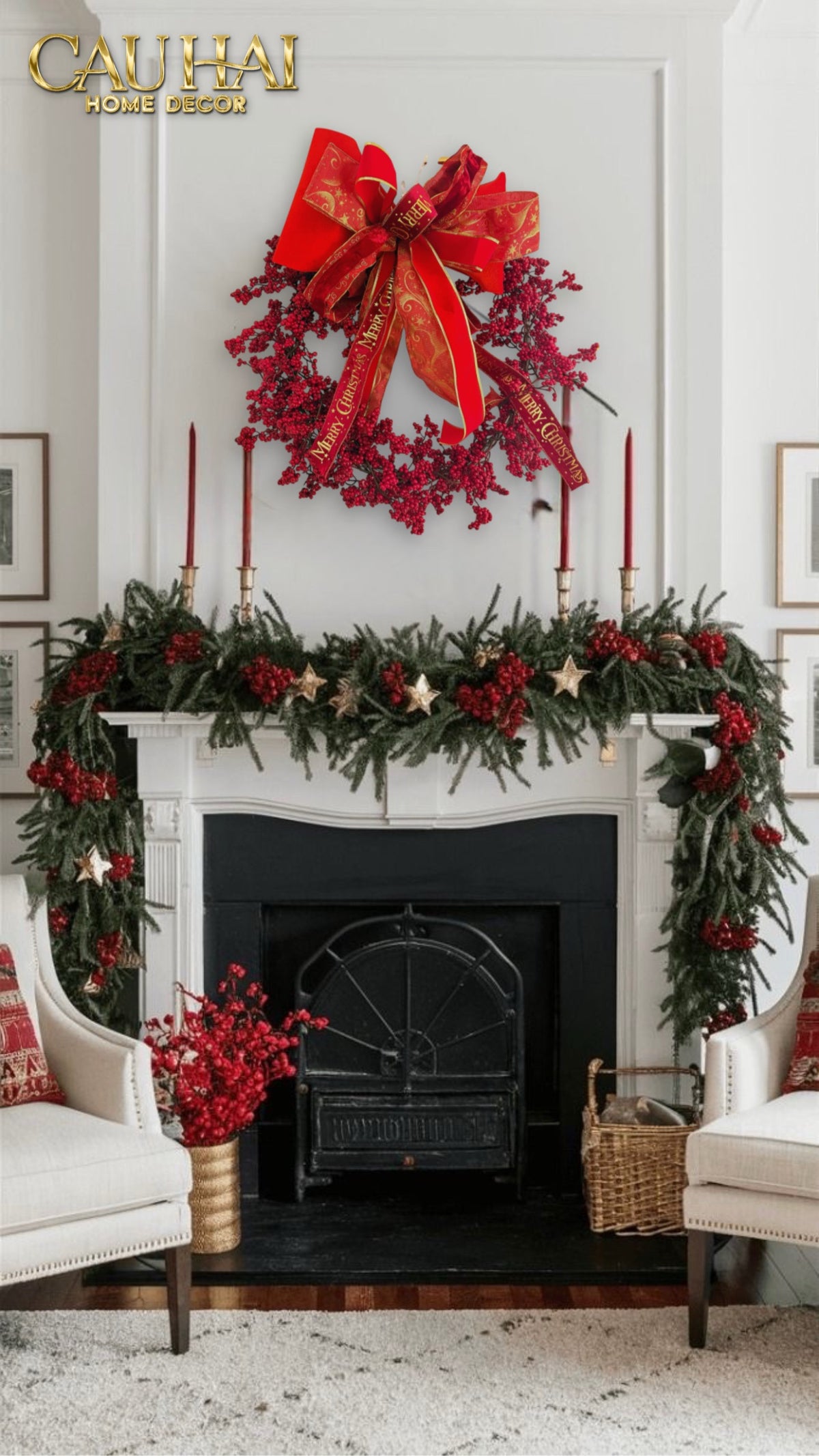 Fêtes Couture - Vòng Giáng Sinh Winterberry Royale Wreath 80Cm-TRANG TRÍ GIÁNG SINH-CẬU HAI HOME DECOR