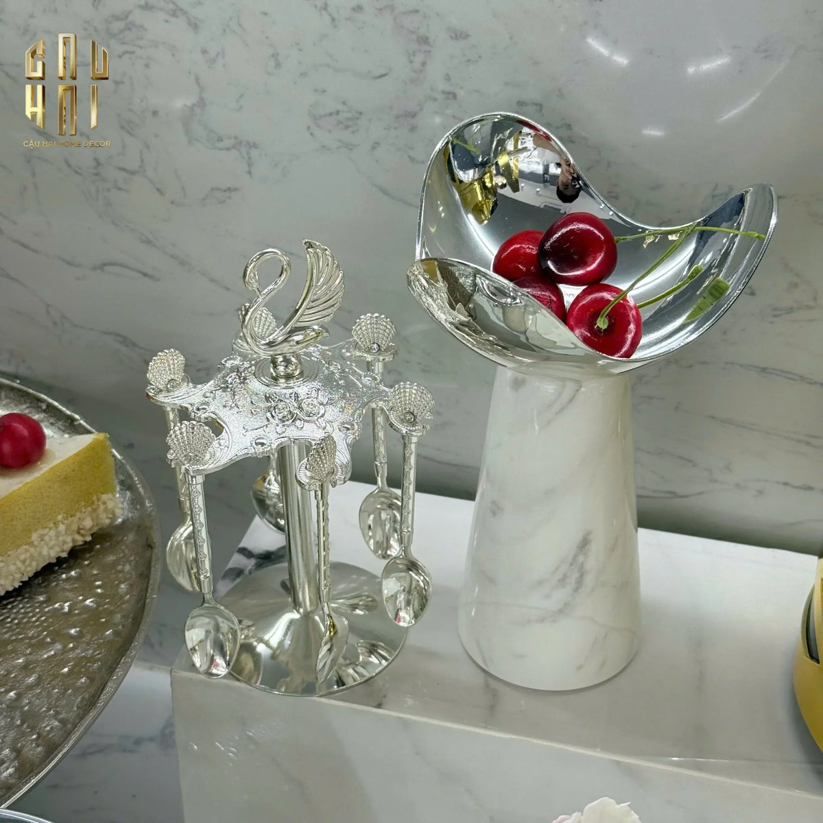 Set Muỗng - Silver Coffee Spoon Swan Carousel 6 Cái-Dinner Cutlery Set Dao Muỗng Nĩa-CẬU HAI HOME DECOR