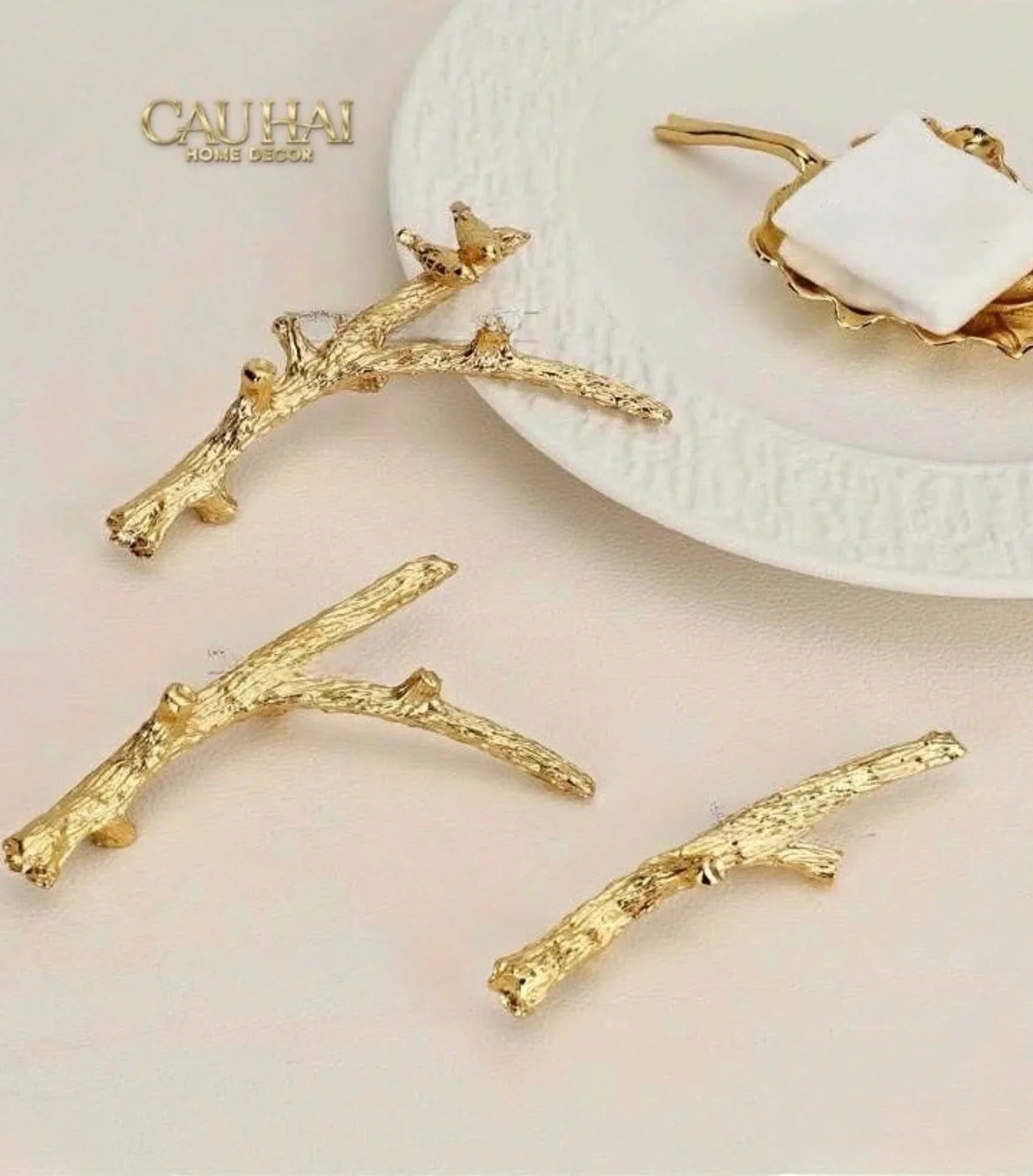 Gác Đũa Nhánh Cây Golden Bird Branch Harmony Premium Chopstick Rack 11 x 8.4 cm-Dinner Cutlery Set Dao Muỗng Nĩa-CẬU HAI HOME DECOR