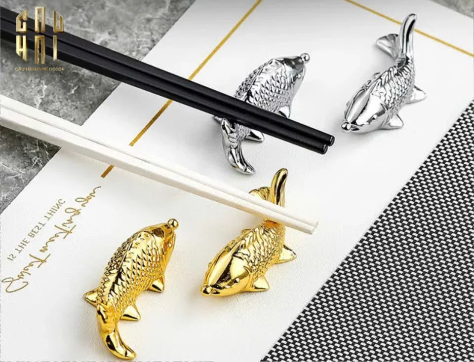 Gác Đũa - Stainless Steel Chopstick Rest Gold Fish-CẬU HAI HOME DECOR