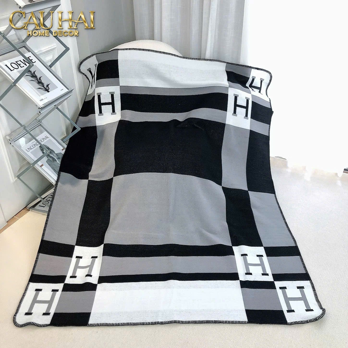 CHĂN SOFA BLACK-W HELIOS VELVET BLANKET