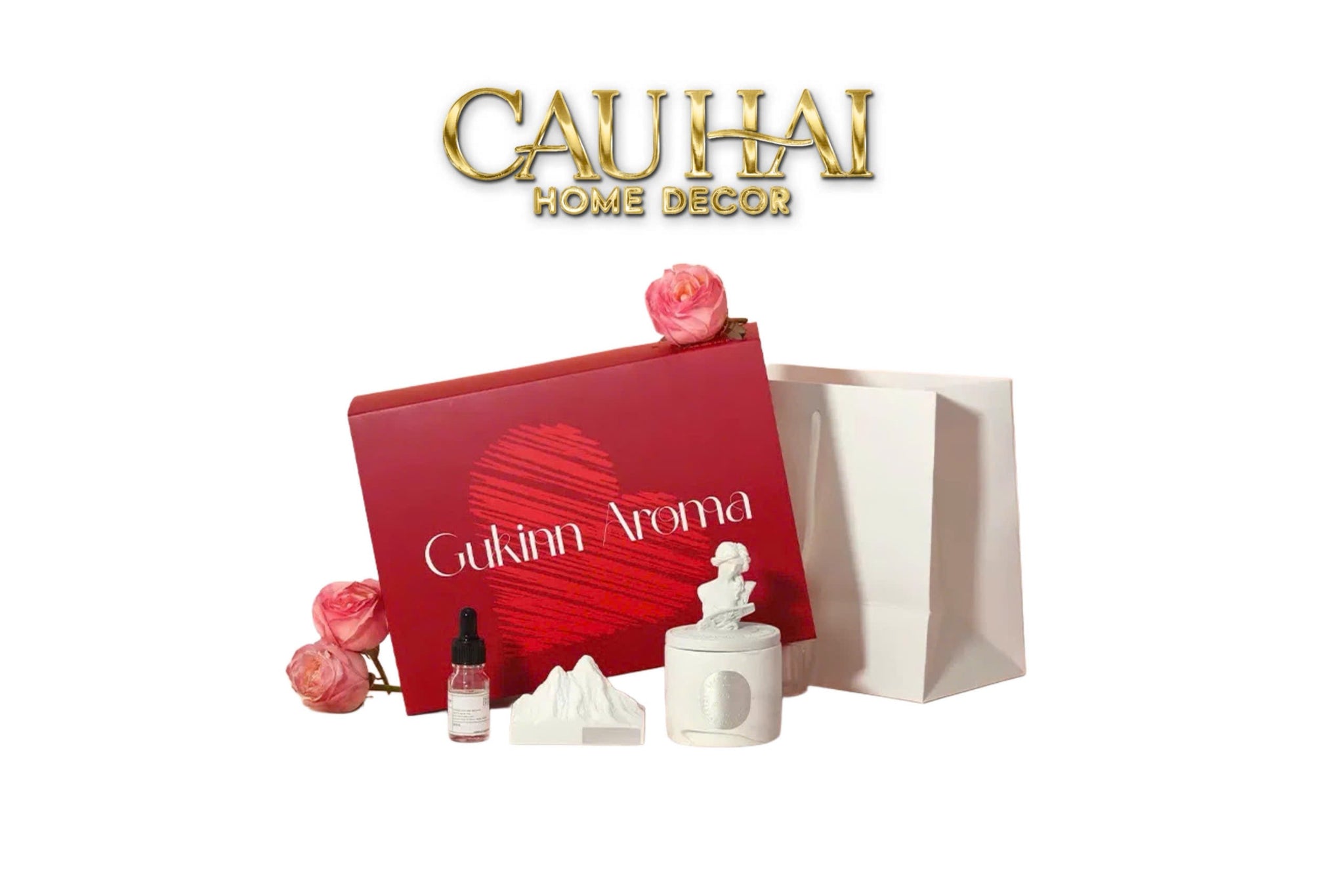 HOME FRAGRANCE - GIFT SET NẾN VÀ ĐÁ KHUẾCH TÁN AROMA CANDLES STONES. - CẬU HAI HOME DECOR