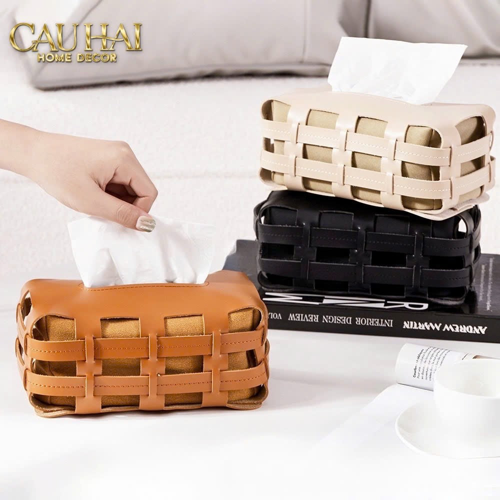 HỘP KHĂN GIẤY LUX  TERRA LEATHER CARRÉ TISSÉ