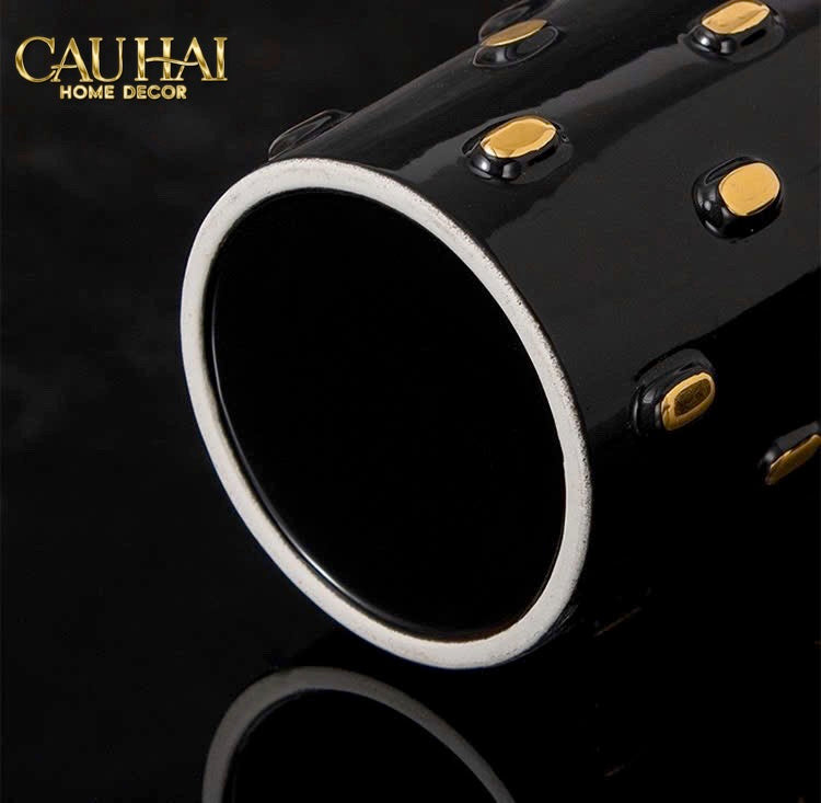 SET 2 BÌNH LỌ IMPÉRIALE BASTION ARMORY NOIR-GOLD VESSEL - CẬU HAI HOME DECOR