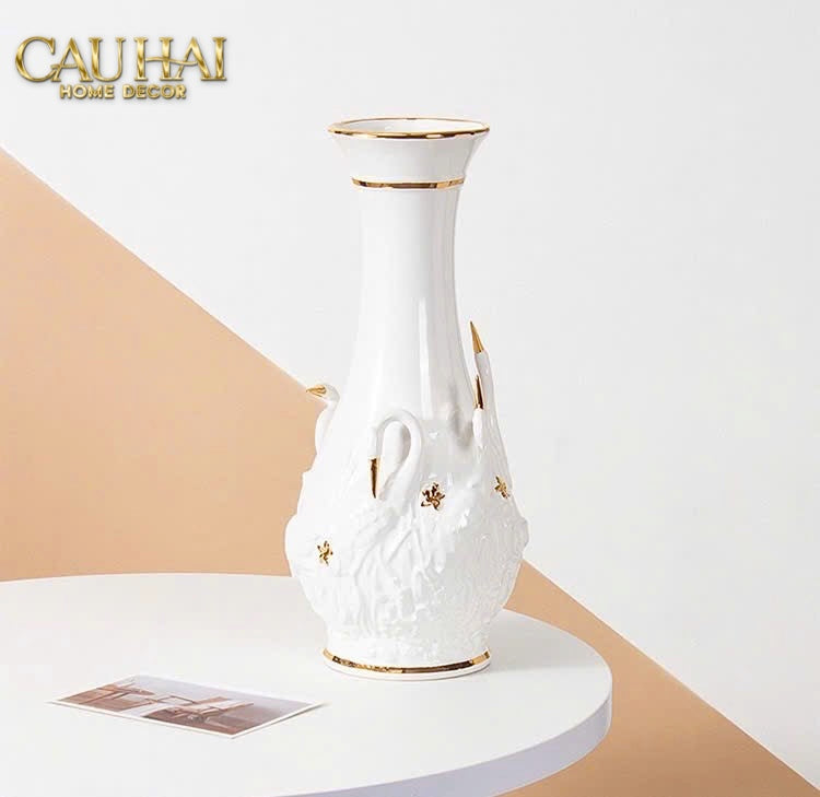 HOME COUTURE - BÌNH HOA THIÊN NGA - ODETTE IMPÉRIALE SWAN PRINCESS VASE H31 - CẬU HAI HOME DECOR