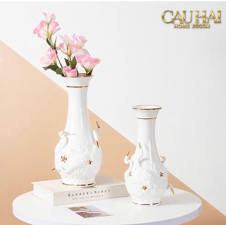 HOME COUTURE - BÌNH HOA THIÊN NGA - ODETTE IMPÉRIALE SWAN PRINCESS VASE H31 - CẬU HAI HOME DECOR