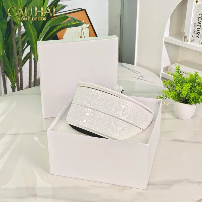 Gift Box Hộp Bánh Mứt DO Blanc D’Ivoire Porcelain Élégance Fêtes Plateau-TRANG TRÍ GIÁNG SINH-CẬU HAI HOME DECOR