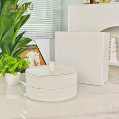 Gift Box Hộp Bánh Mứt DO Blanc D’Ivoire Porcelain Élégance Fêtes Plateau-TRANG TRÍ GIÁNG SINH-CẬU HAI HOME DECOR