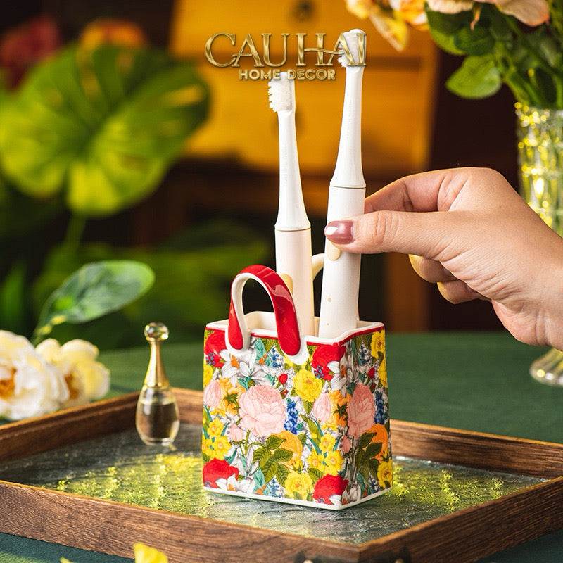 Giỏ Hoa Gốm Sứ Ceramic Floral-CẬU HAI HOME DECOR