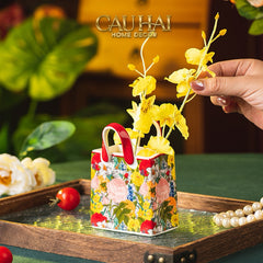 Giỏ Hoa Gốm Sứ Ceramic Floral-KHAY TRANG TRÍ-CẬU HAI HOME DECOR