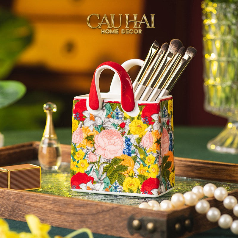 Giỏ Hoa Gốm Sứ Ceramic Floral-KHAY TRANG TRÍ-CẬU HAI HOME DECOR
