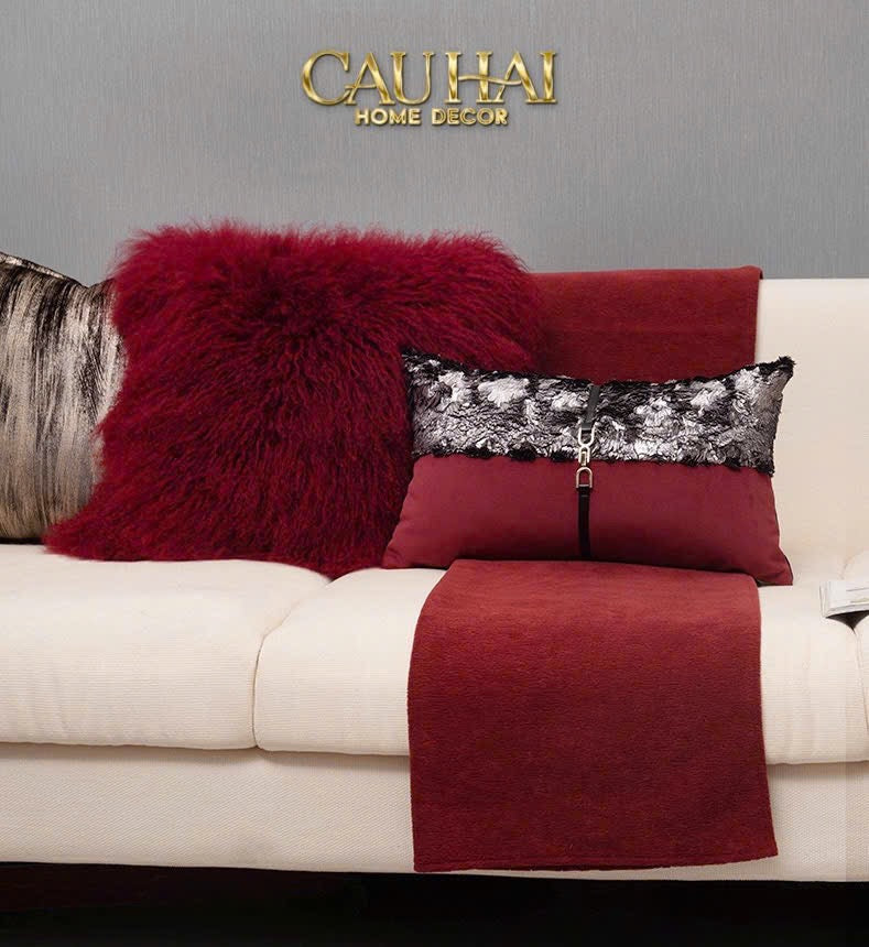 GỐI BURGUNDY VELVET SANGRIA METALLIC 30x50-9- Cậu Hai Home Decor