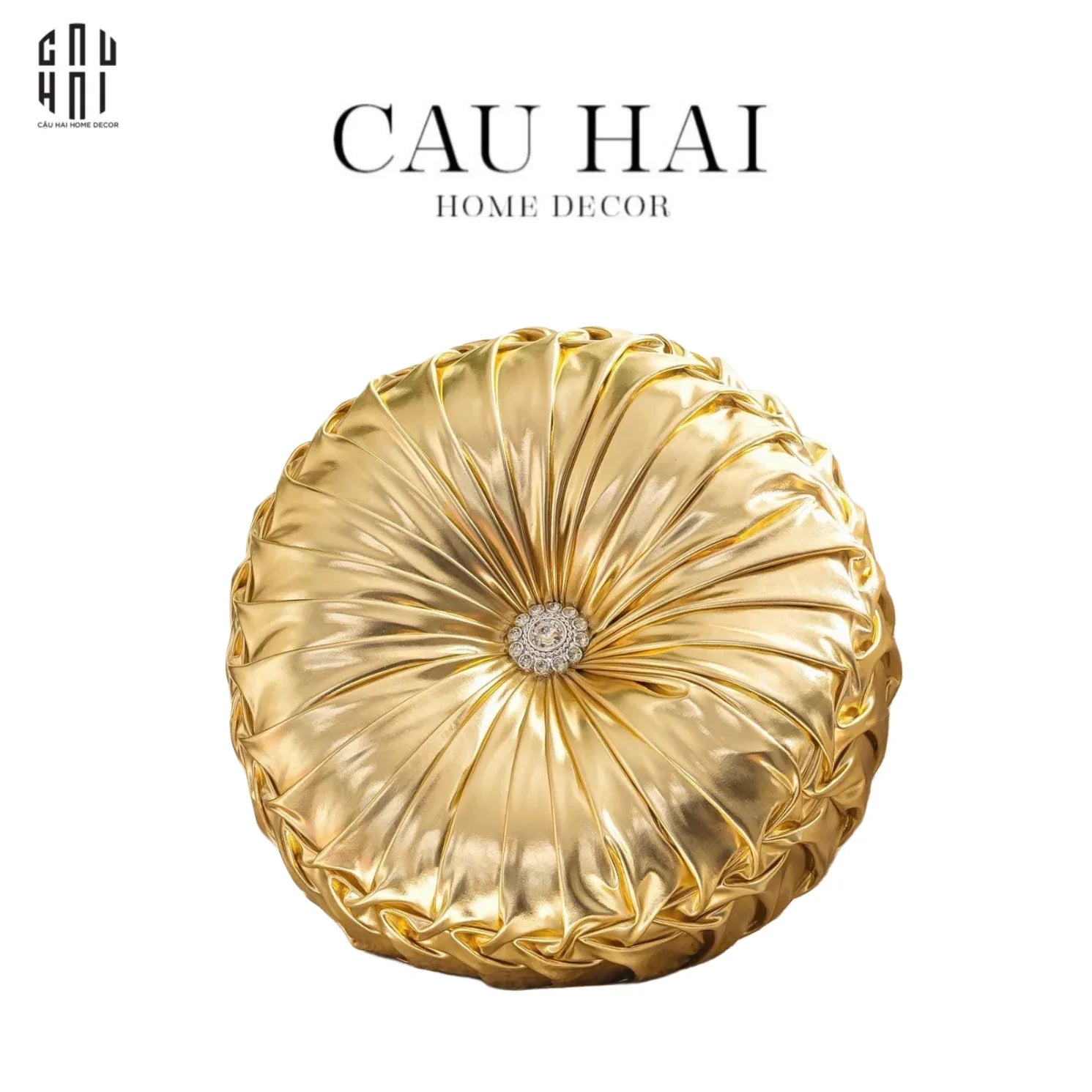 Gối Da Bóng Stunning Kelly - Gold-CẬU HAI HOME DECOR