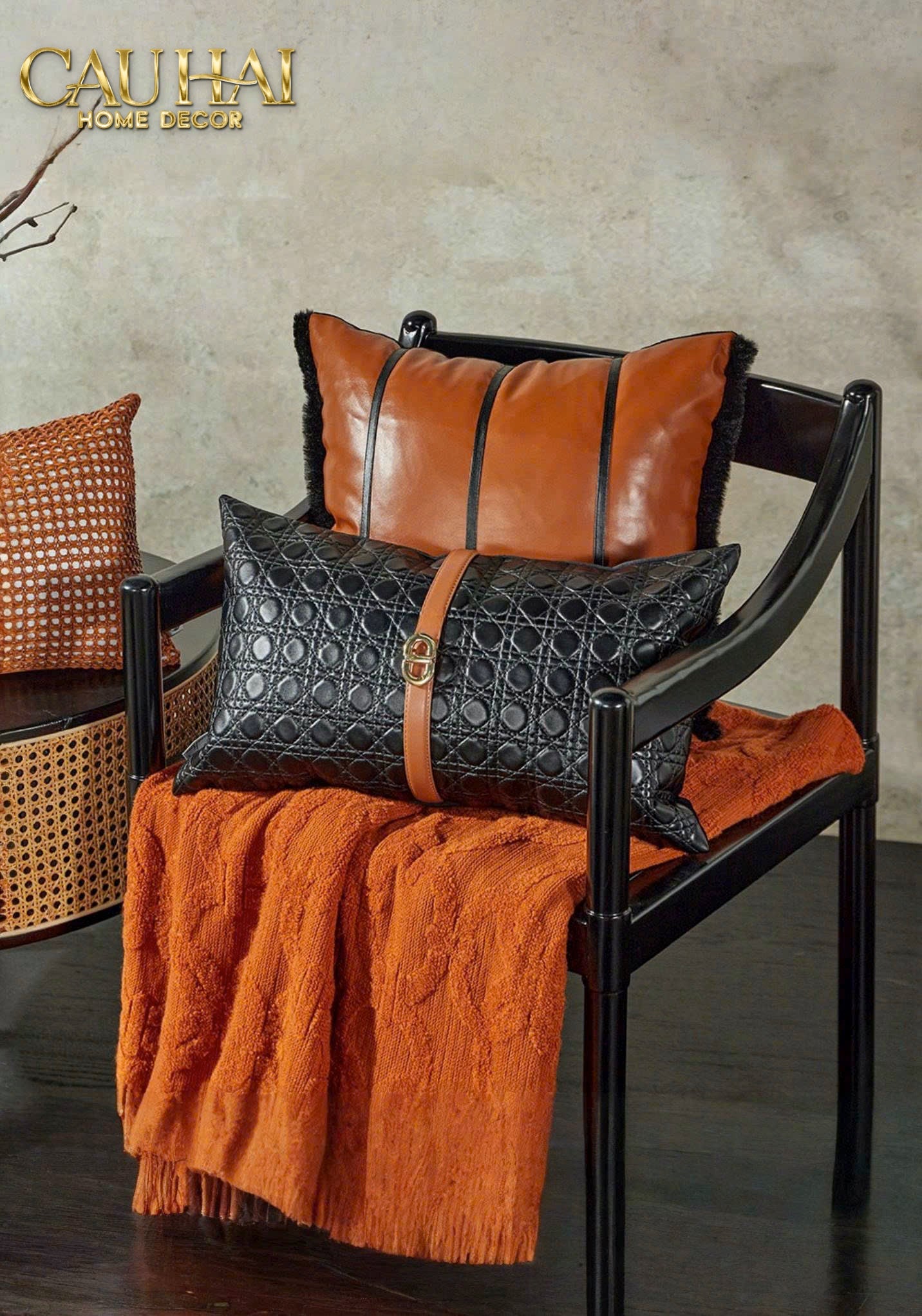 Gối Da D.O Cannage Belt Savoir 30X50 - CẬU HAI HOME DECOR