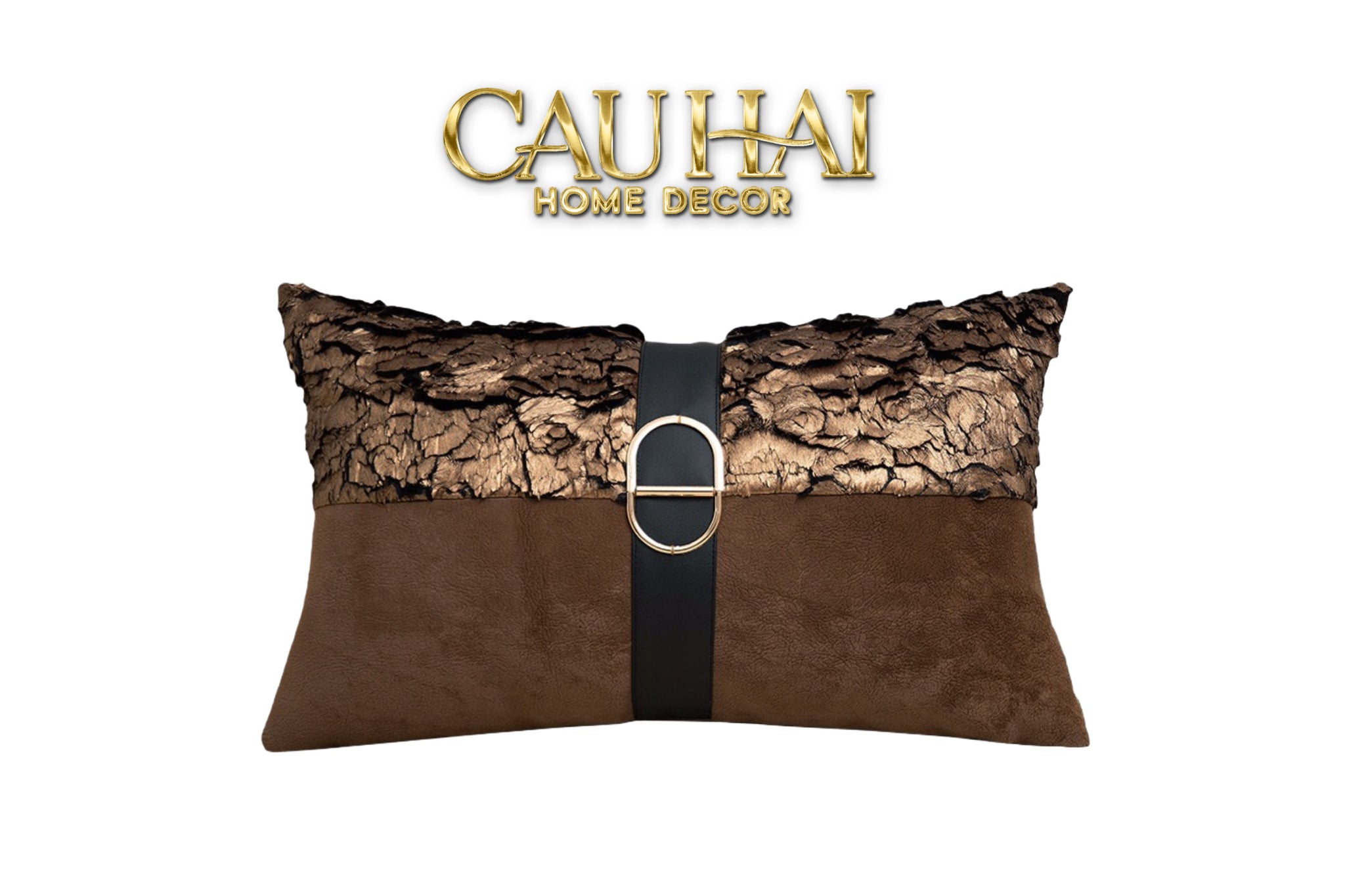 GỐI JACQUARD GALLIANO D’OR BRONZE LEATHER 30x50-1- Cậu Hai Home Decor
