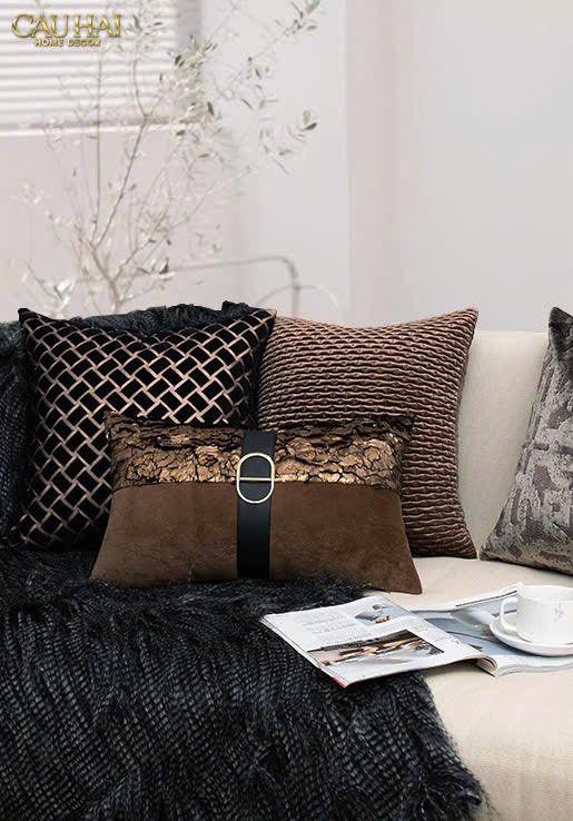 Gối Jacquard Galliano D’Or Bronze Leather 30X50 - CẬU HAI HOME DECOR