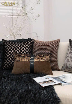 Gối Jacquard Galliano D’Or Bronze Leather 30X50-VỎ GỐI-CẬU HAI HOME DECOR
