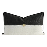 Gối Leather Croco Medusa Noir Ivory 30x50-VỎ GỐI SOFA-CẬU HAI HOME DECOR-CẬU HAI HOME DECOR