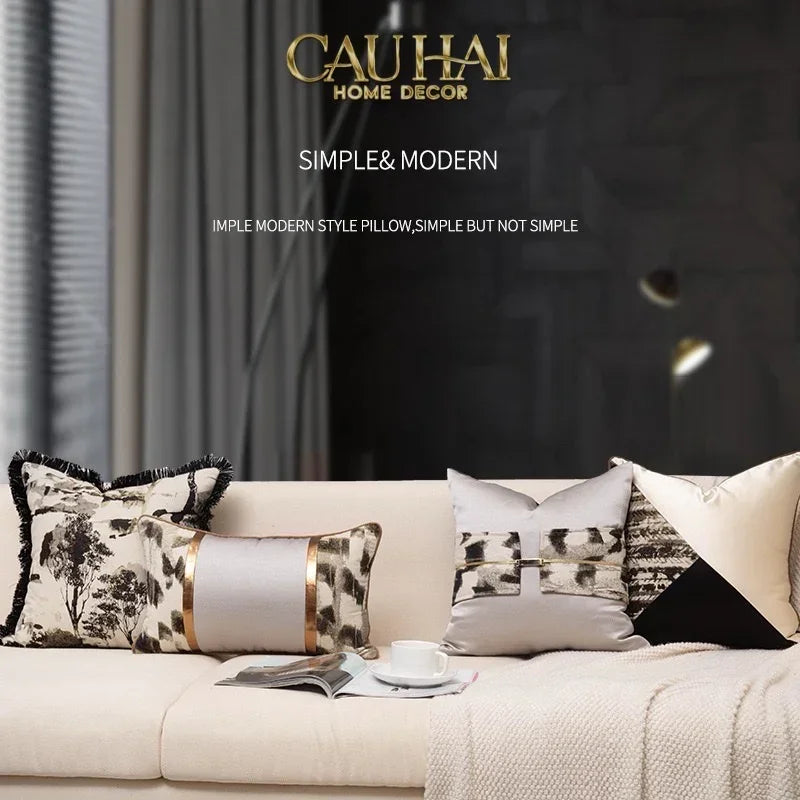 Gối Lụa Jacquard Ophelia Ceinture Métallique 30X50-VỎ GỐI-CẬU HAI HOME DECOR
