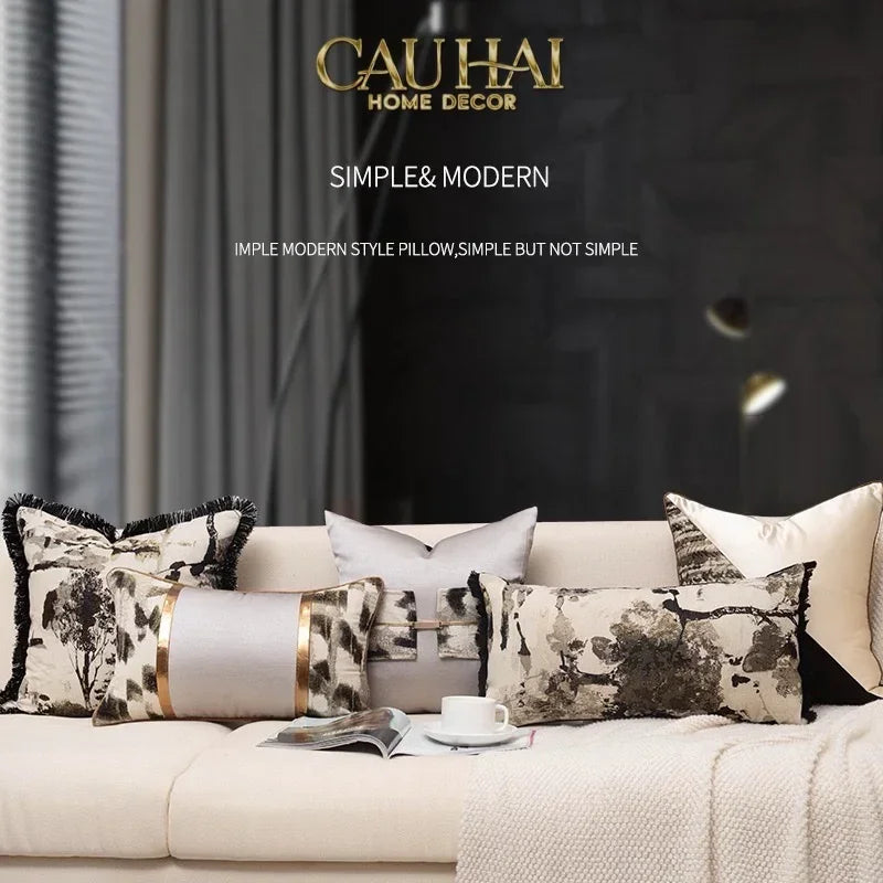 Gối Lụa Jacquard Ophelia Ceinture Métallique 30X50-VỎ GỐI-CẬU HAI HOME DECOR