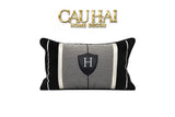Gối Nhung Noir Heritage H Crest 30X50-VỎ GỐI-CẬU HAI HOME DECOR