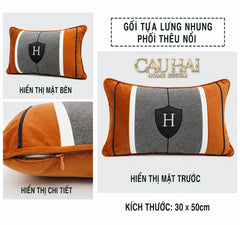 Gối Nhung Terra Heritage H Crest 30X50-VỎ GỐI-CẬU HAI HOME DECOR