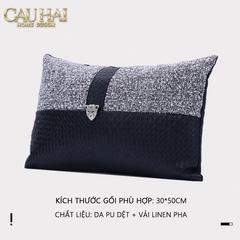 Gối Tweed Leather Midnight Sentinel Panther 30X50-VỎ GỐI-CẬU HAI HOME DECOR