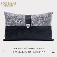 Gối Tweed Leather Midnight Sentinel Panther 30X50-VỎ GỐI-CẬU HAI HOME DECOR